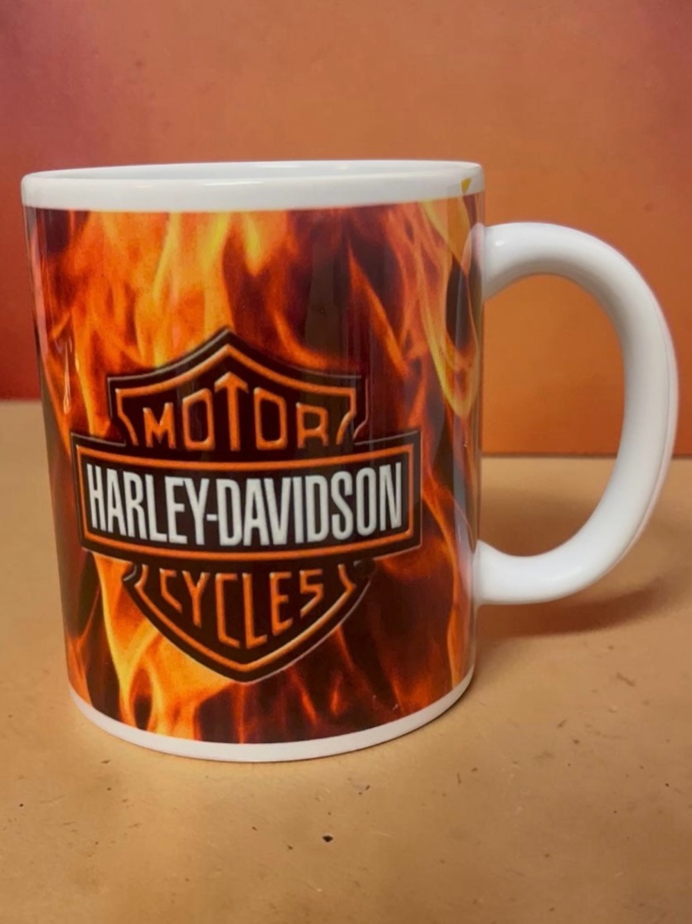 Harley-Davidson Orange Flame Logo Ceramic 11 oz Coffee Mug